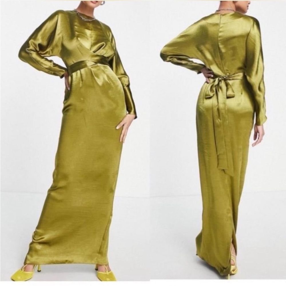 ASOS Long sleeve batwing satin dress